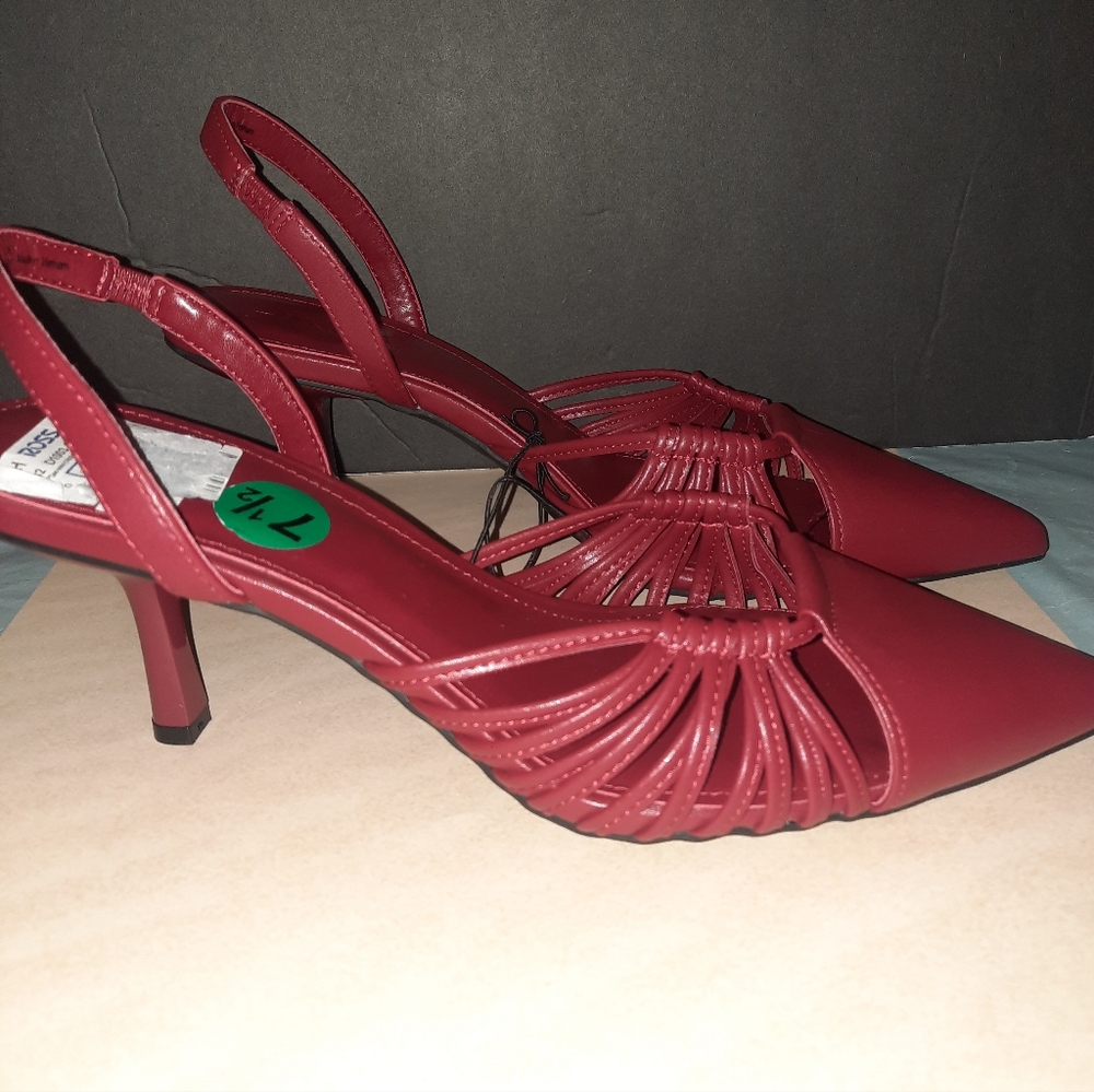 DKNY Strappy Red Slingback Heels Size 7.5